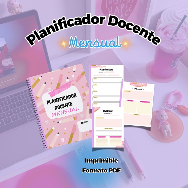 Planner o planificador docente mensual en pdf imprimible.