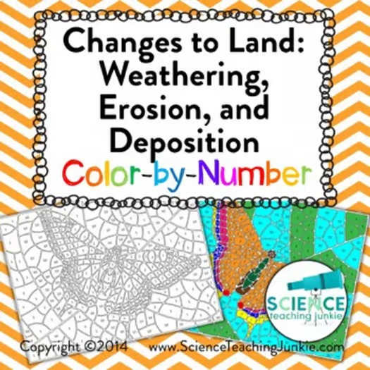 Changes to Land: Weathering, Erosion, and Deposition Color-by-Number