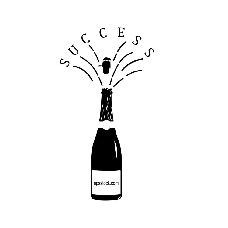 Success inscription on champagne