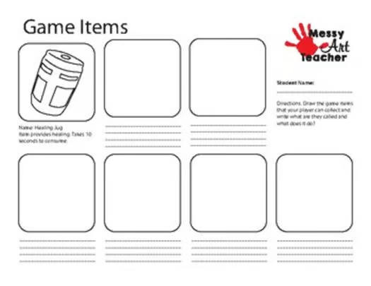 10 Pack Video Game Design Worksheets for Middle/High School