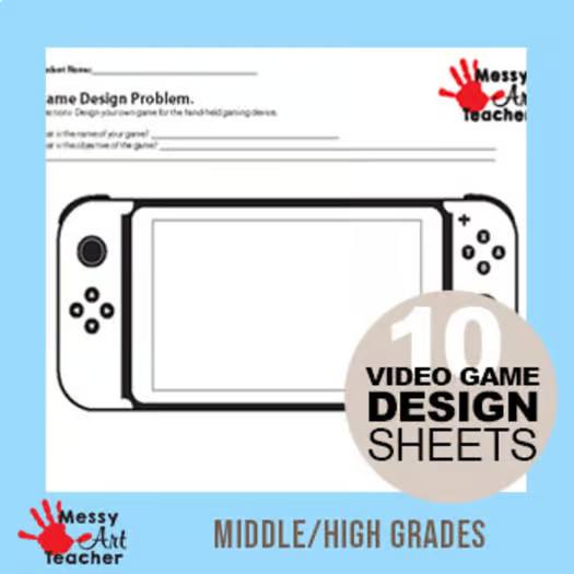 10 Pack Video Game Design Worksheets for Middle/High School