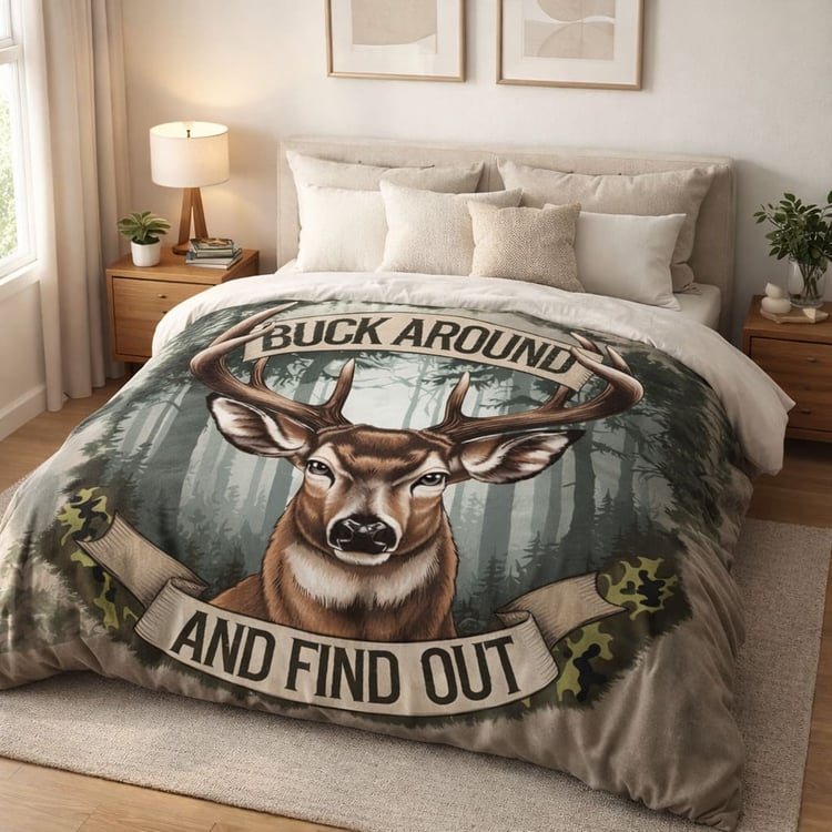 Buck Around and Find Out Duvet Cover | Funny Deer Bedding