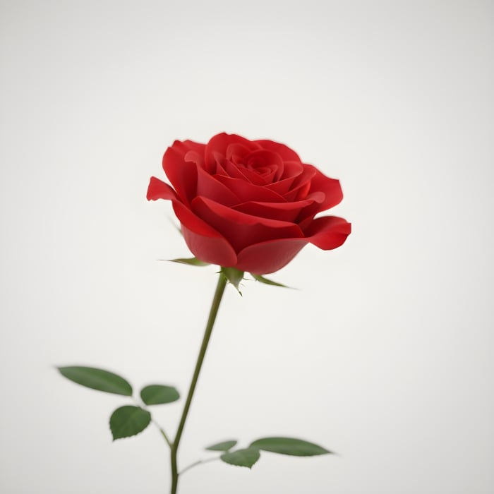 Red rose flower isolated white background - Ai Generated