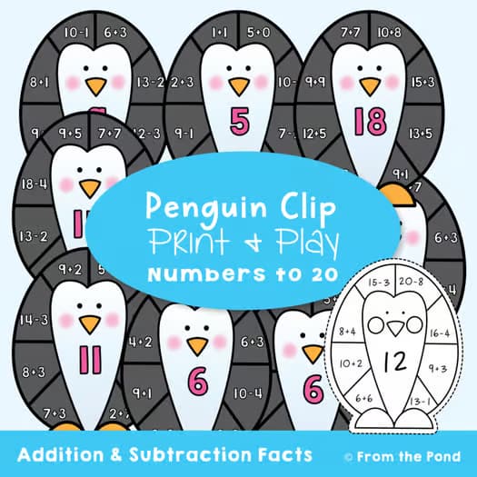 Penguin Math Center: Addition and Subtraction Facts to 20
