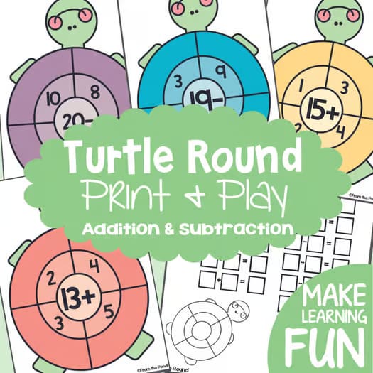 Addition and Subtraction Turtle Game | Write-and-Wipe Math Centre