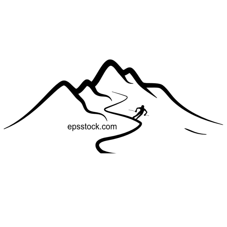 a skier descends from the mountains