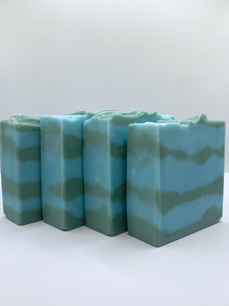 Blue and green verdant drift handmade soap