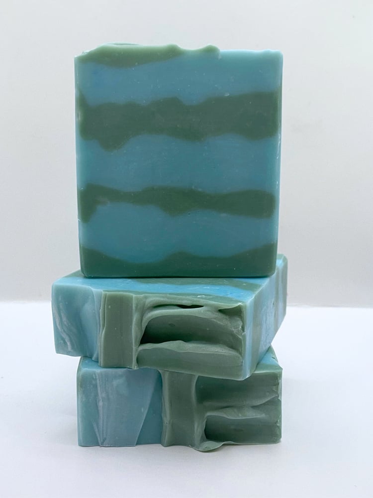 Blue and green verdant drift handmade soap