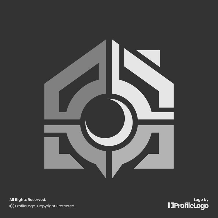 Building home photography camera logo by ProfileLogo with dark grey background