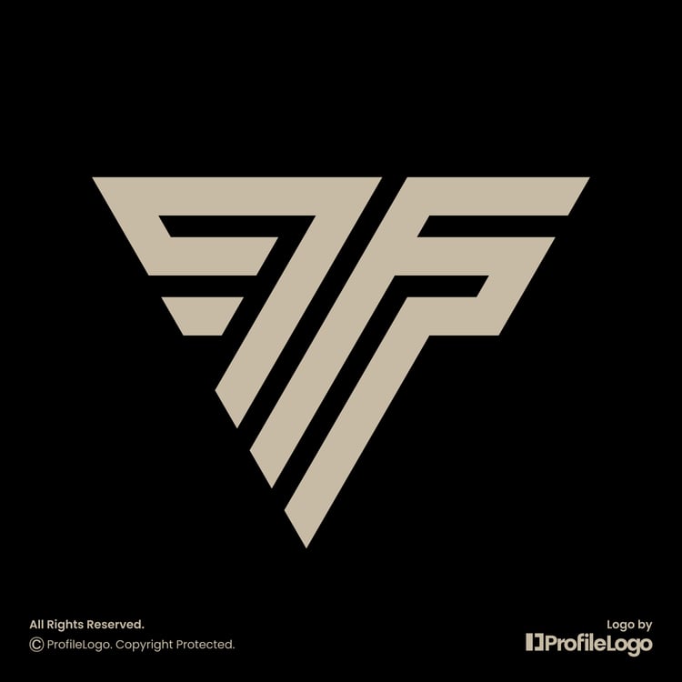 Minimalist line triangle letter T logo by ProfileLogo with black background
