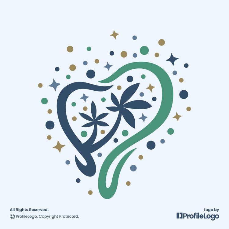 Playful palm dental tooth logo by ProfileLogo with light blue background