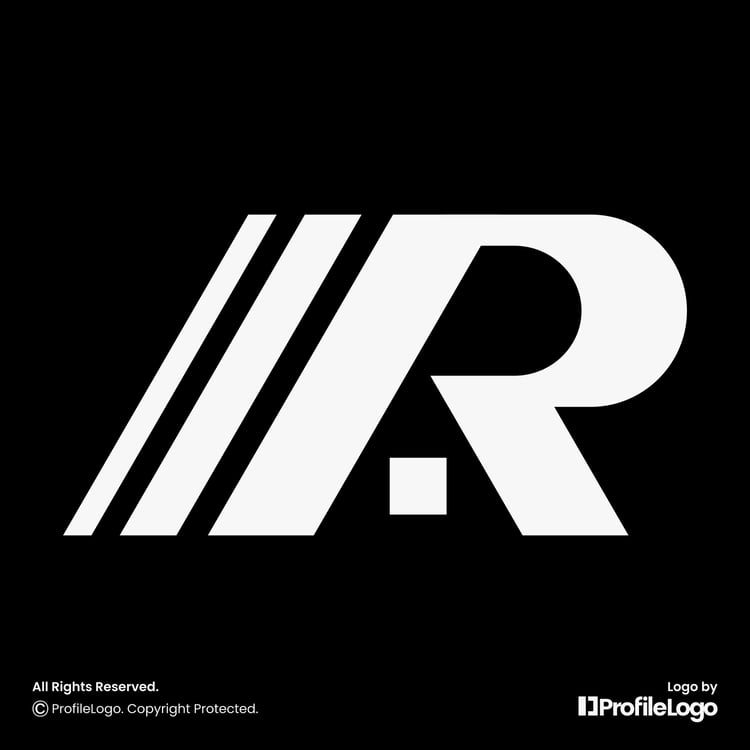 Modern building home letter R logo by ProfileLogo with black background