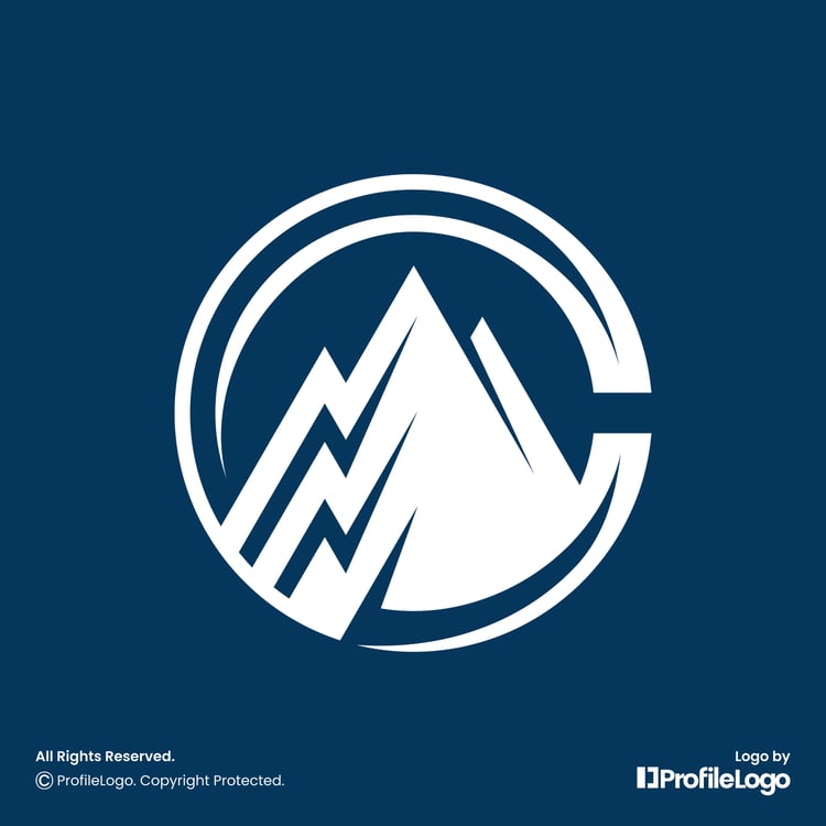 Simple mountain peak letter C logo by ProfileLogo with blue background
