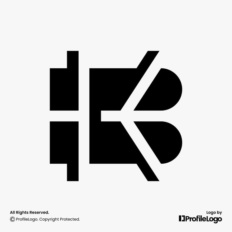Modern line letter KB logo or BK logo by ProfileLogo with light grey background