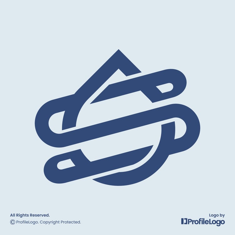 Abstract water drop letter S logo by ProfileLogo with light blue background