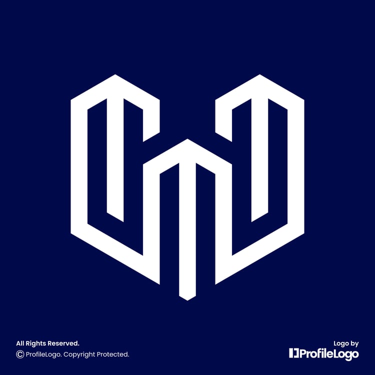 Minimalist line building letter W logo by ProfileLogo with blue background