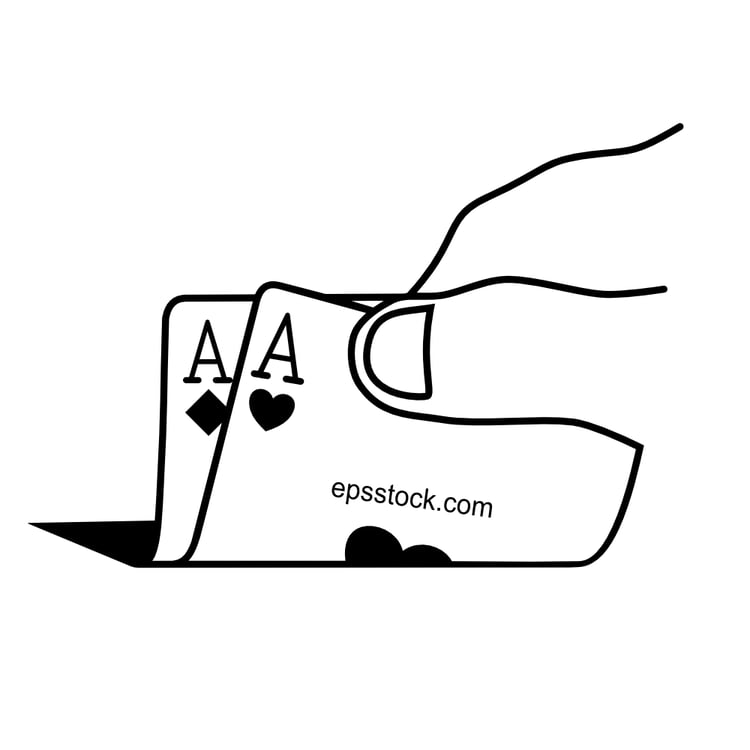 a hand checks the playing cards