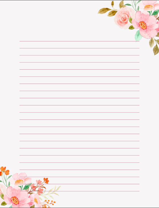 "Simple notes page from pink pastel floral journal – clean, unlined space for writing thoughts, lists, or reminders. Soft and gentle design."