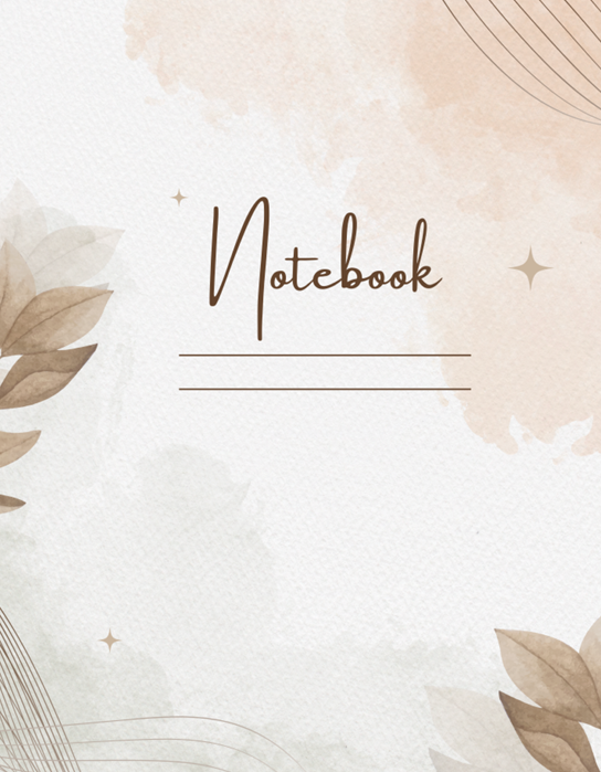 Cover of Cute Playful Pastel Lined Journal with simple text reading Notebook – soft pastel colors, sweet and inviting design."