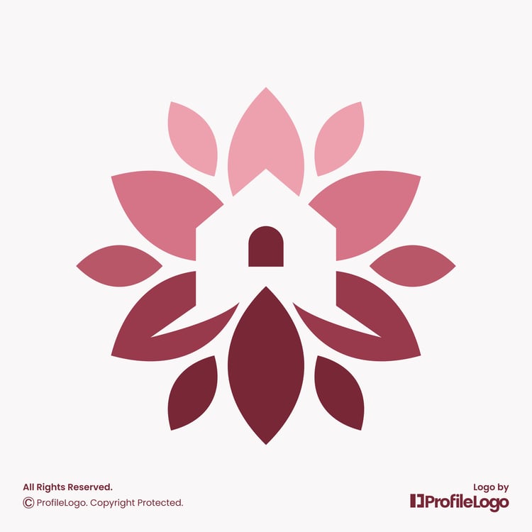 Luxury blossom flower home logo by ProfileLogo with light background
