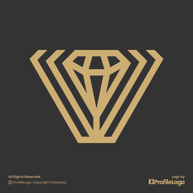Elegant line jewelry diamond letter V logo by ProfileLogo with dark grey background