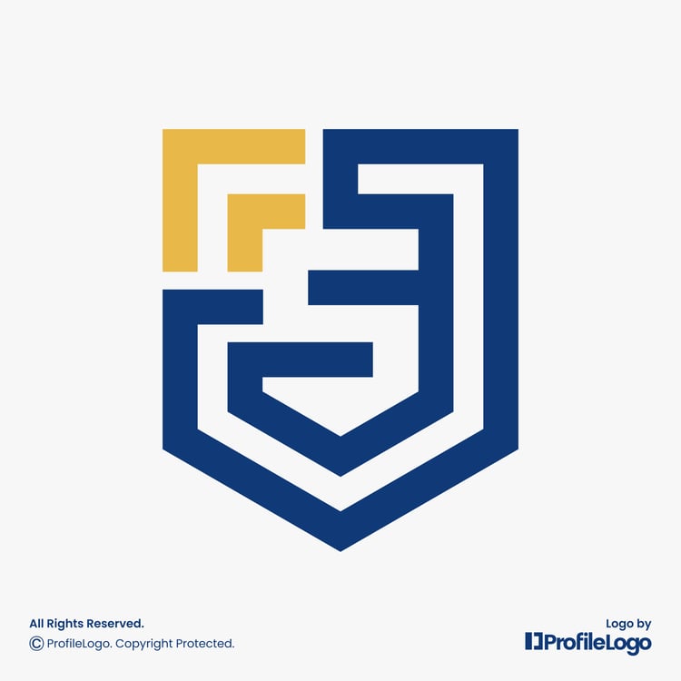 Simple line shield letter JS logo or SJ logo by ProfileLogo with light grey background