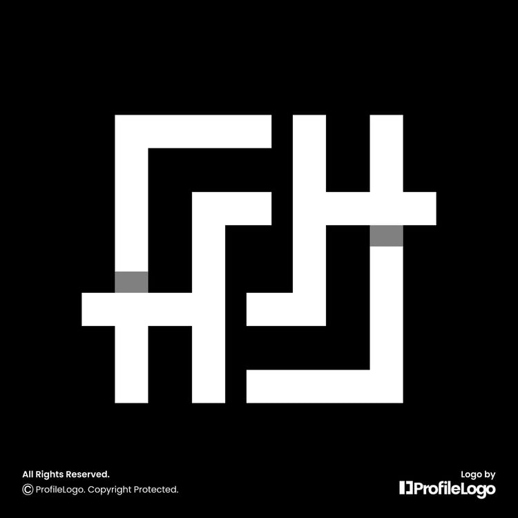 Modern geometric line letter HH logo by ProfileLogo with black background