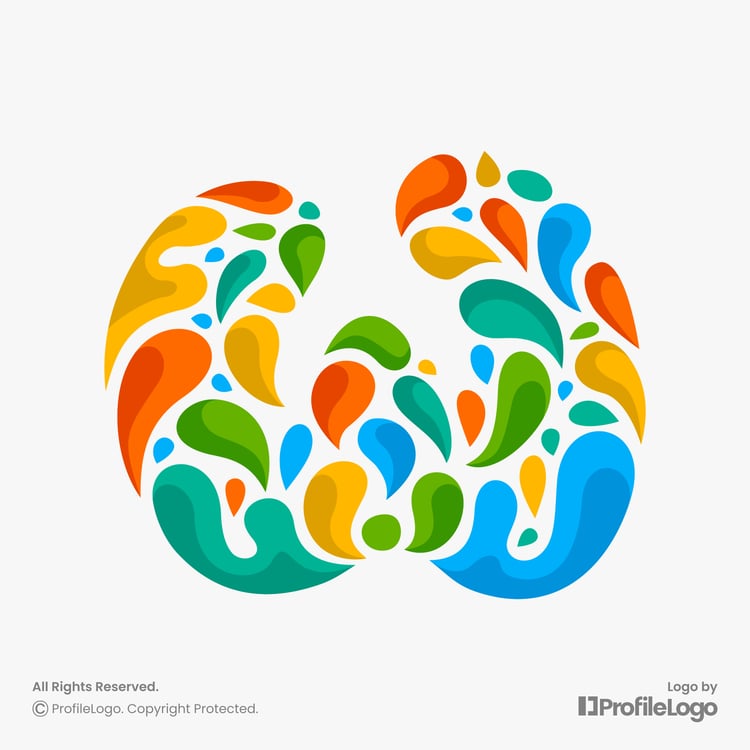 Colorful water splash letter W logo by ProfileLogo with light grey background