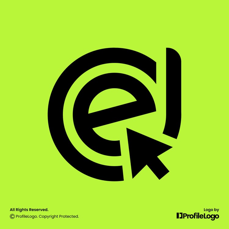 Digital computer click letter DE logo or ED logo by ProfileLogo with neon green background