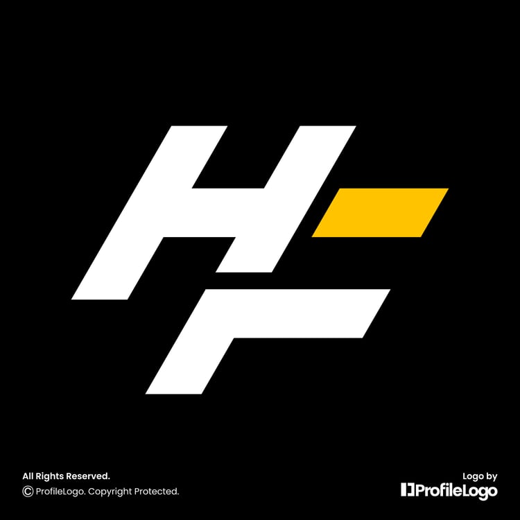 Sport line abstract letter HF logo by ProfileLogo with black background