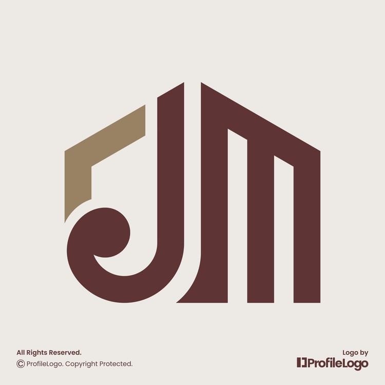 Luxury abstract house letter JM logo by ProfileLogo with light background