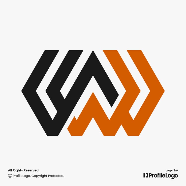 Simple interlocked letter WW logo by ProfileLogo with light grey background