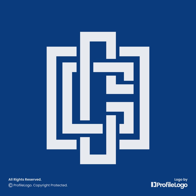 Modern line square letter CC logo by ProfileLogo with dark blue background