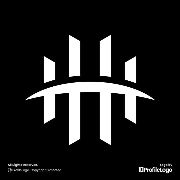 Minimalist letter HH logo or HHH logo by ProfileLogo with black background