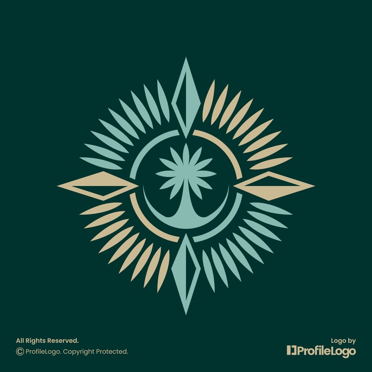 Luxury palm compass logo by ProfileLogo with green background
