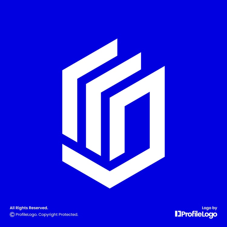 Modern document stack letter J logo by ProfileLogo with blue background