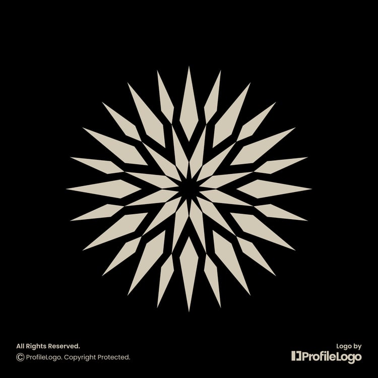 Geometric line sun rays or sparkle star logo by ProfileLogo with black background