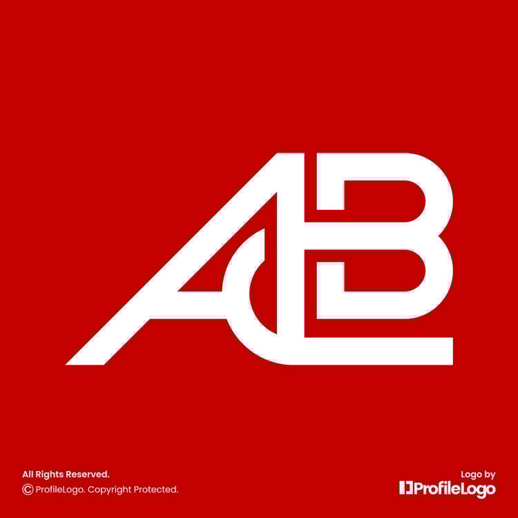 Line initial letter ABC or ACB logo by ProfileLogo with red background