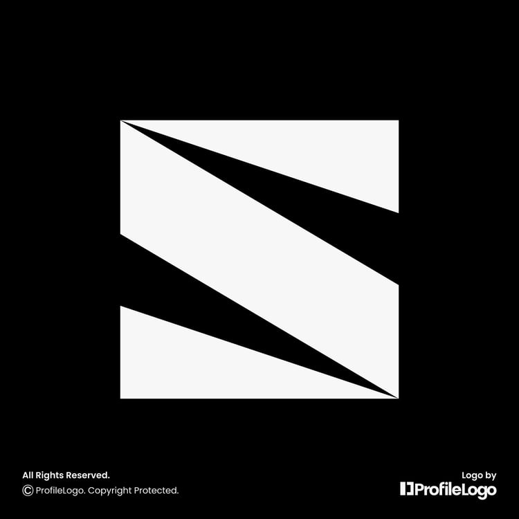 Minimalist sharp line letter S logo by ProfileLogo with black background