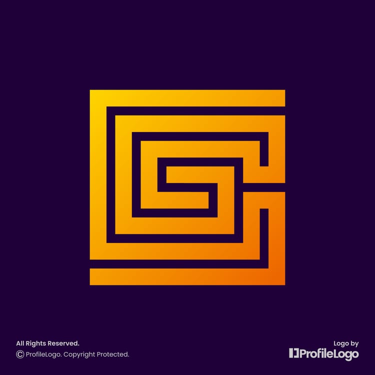 Geometric line square letter CS logo or SC logo by ProfileLogo with navy blue background