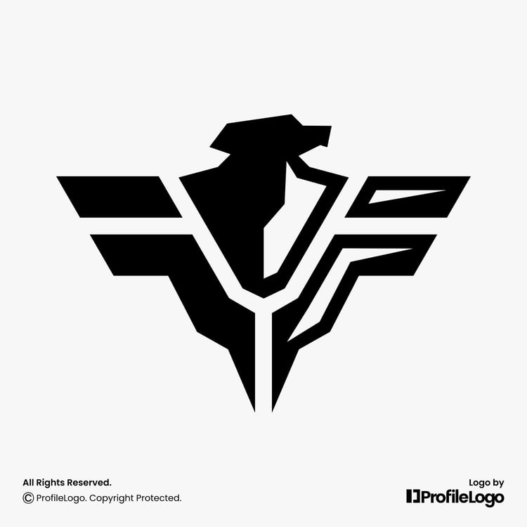 Simple eagle bird letter FF logo by ProfileLogo with light grey background