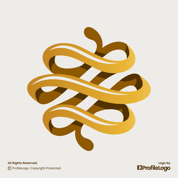 Luxury abstract line letter E logo by ProfileLogo with light brown background