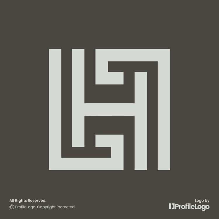 Geometric line letter HL logo or LH logo by ProfileLogo with dark grey background