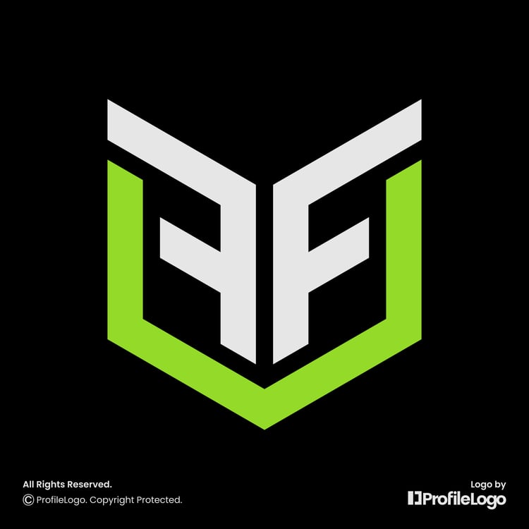 Simple abstract shield letter FF logo by ProfileLogo with black background