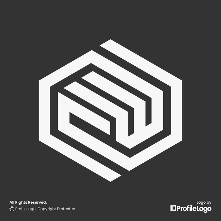 Abstract hexagon letter CW logo or WC logo by ProfileLogo with dark grey background
