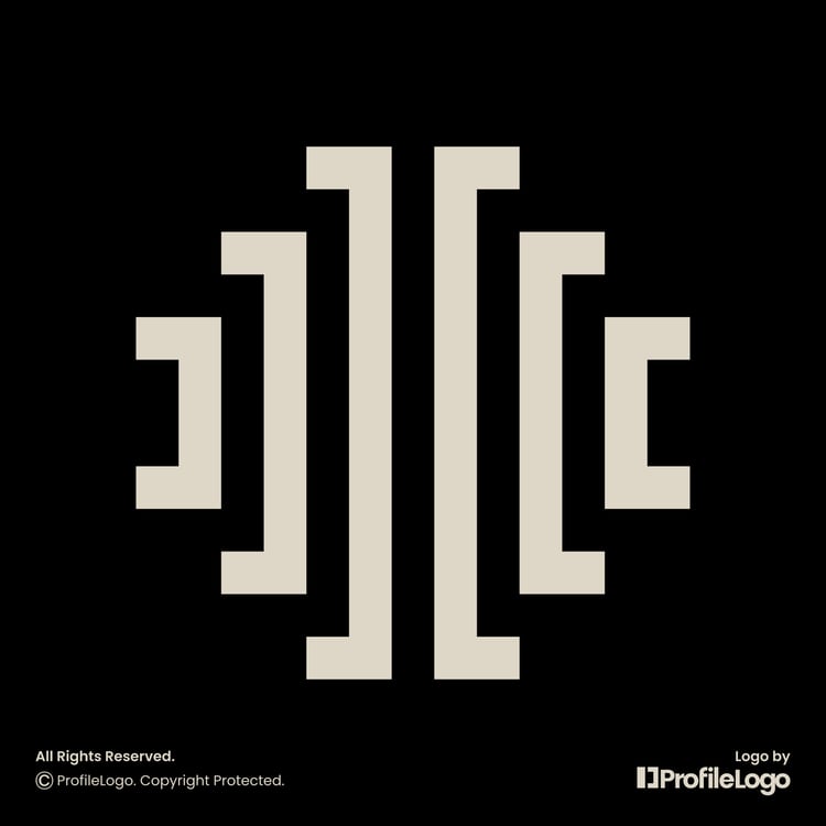 Luxury line legal law pillar logo or letter I logo by ProfileLogo with black background