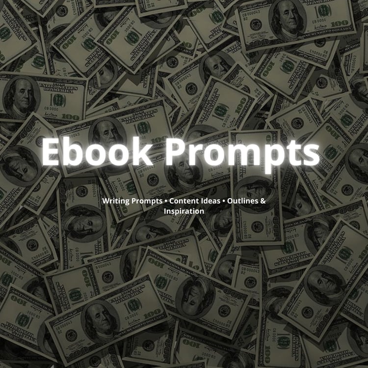 Product cover with money background and title ‘eBook Prompts Collection’.