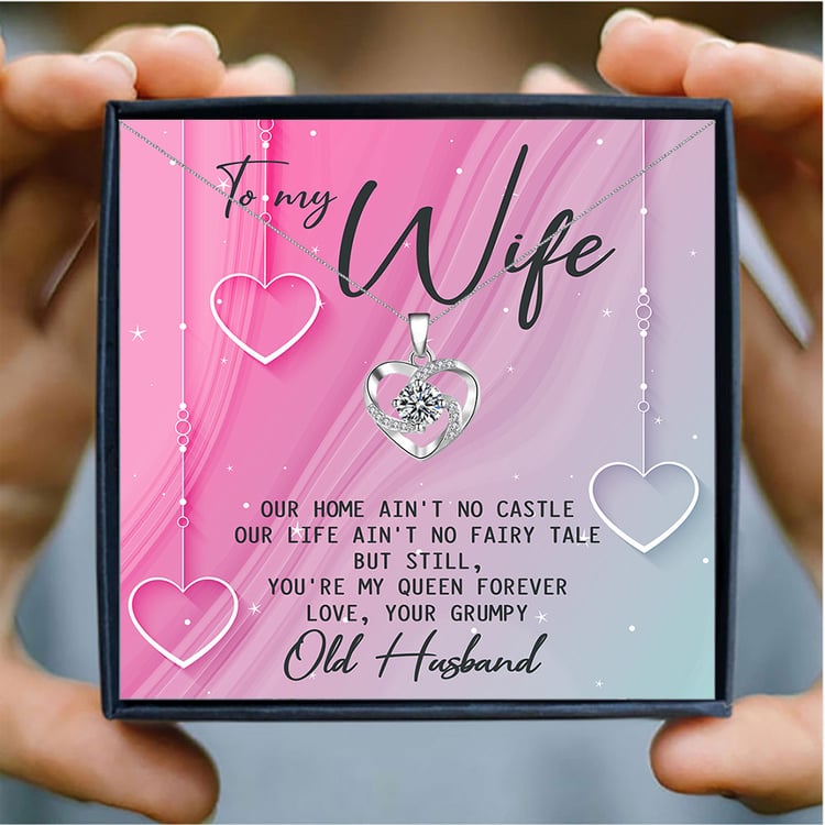 White gold plated heart pendant necklace for wife gift