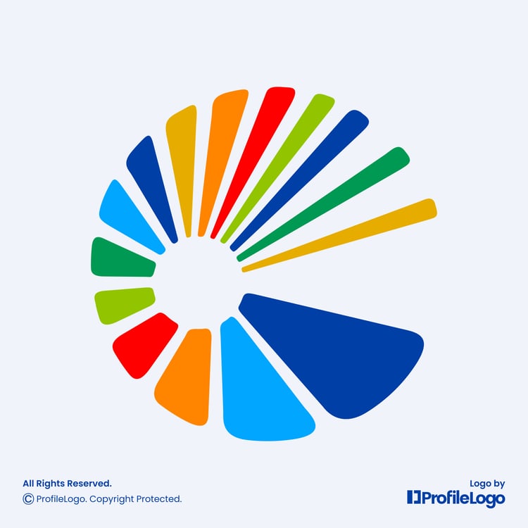 Colorful abstract sparkle letter C logo by ProfileLogo with light blue background