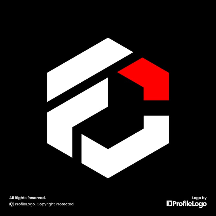 Modern abstract hexagon letter FC logo or CF logo by ProfileLogo with black background
